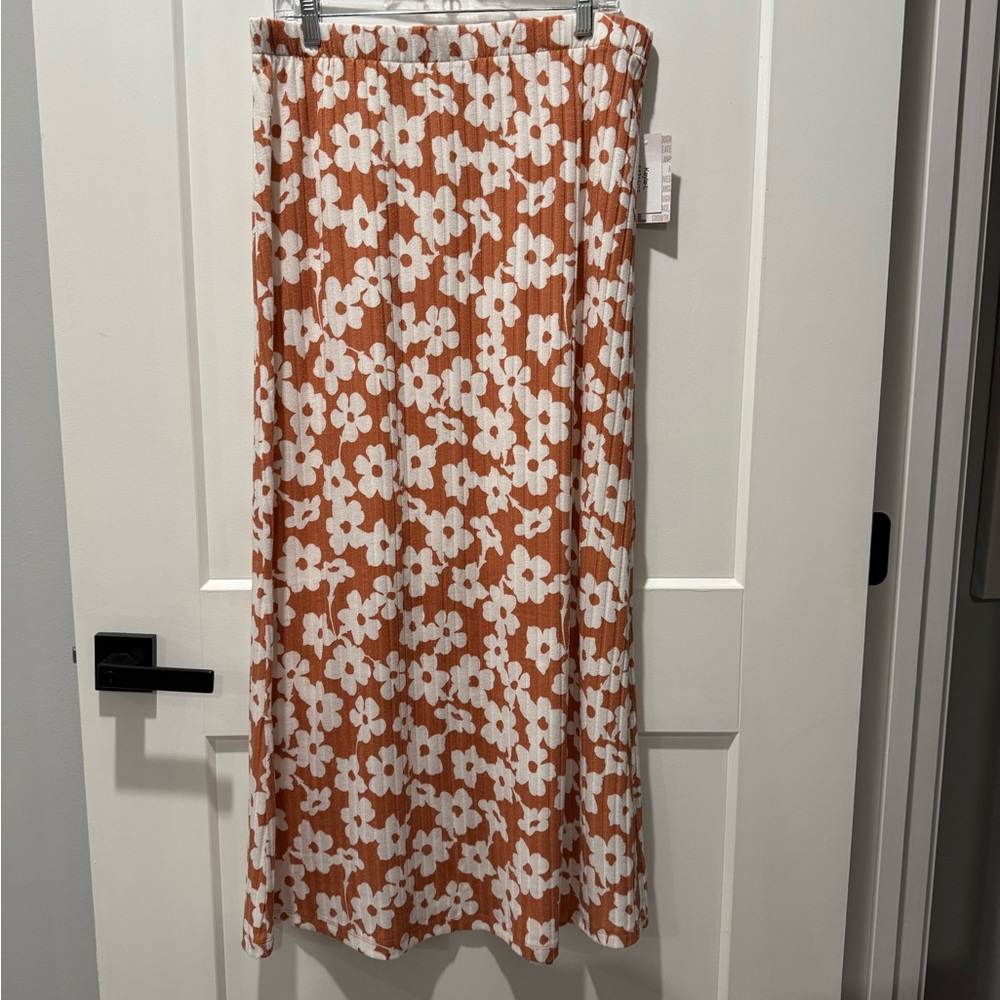 LuLaRoe Kayla single slit maxi skirt coral floral